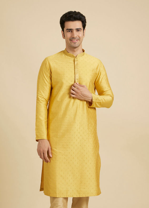 Manyavar Men Golden Embellished Kurta Pajama