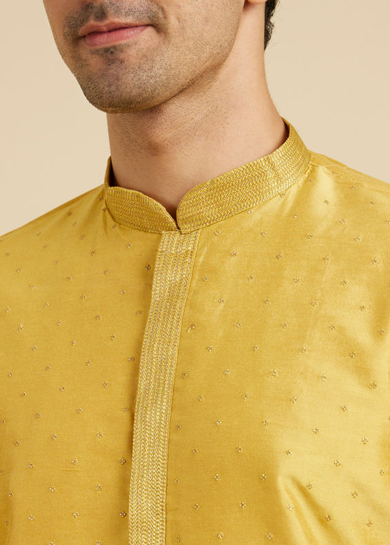 Manyavar Men Golden Embellished Kurta Pajama