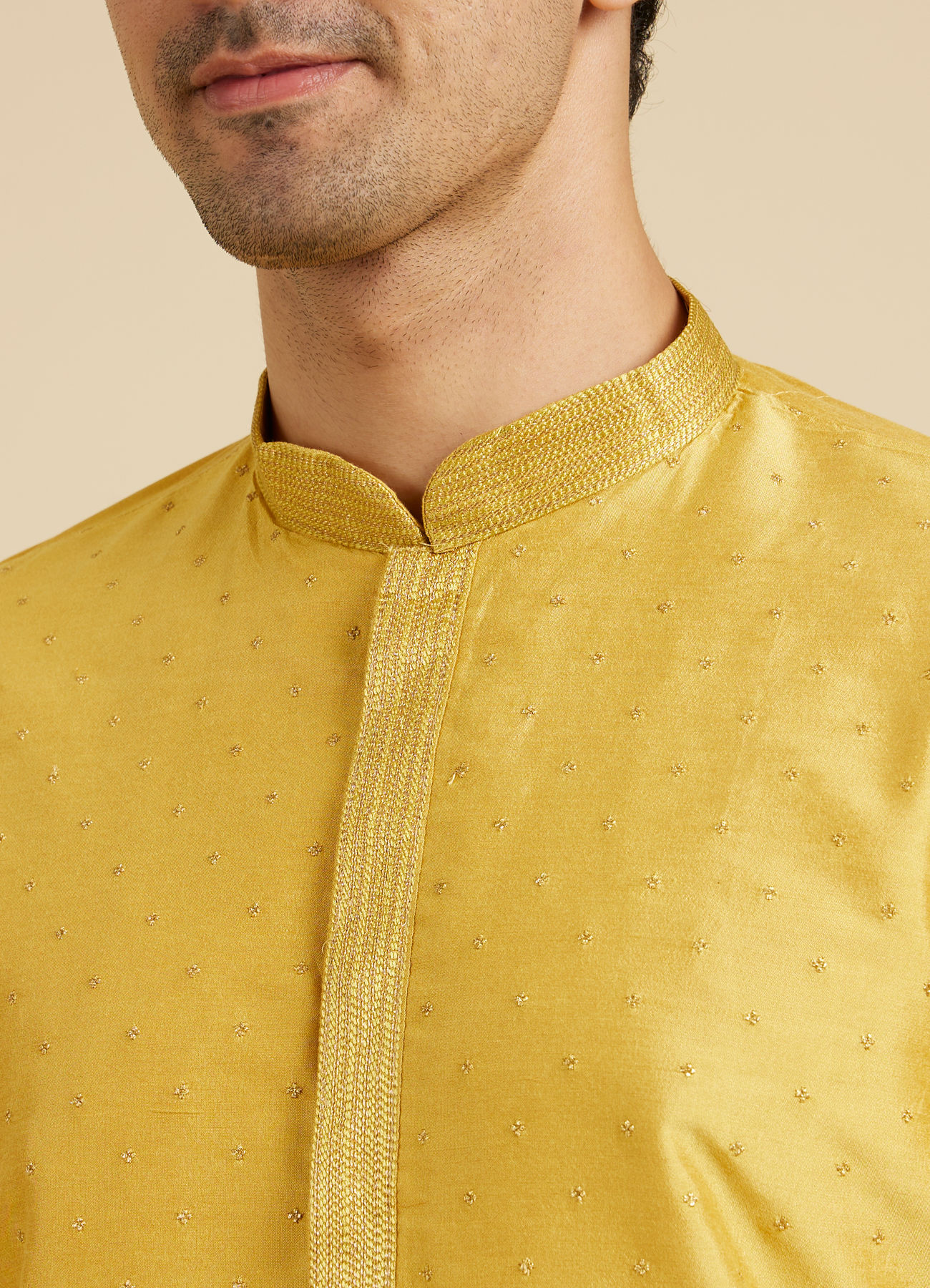 Manyavar Men Golden Embellished Kurta Pajama