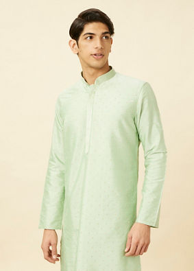 Manyavar Men Summer Green Embellished Kurta Set