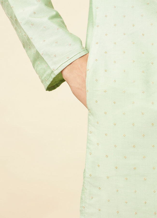 Manyavar Men Summer Green Embellished Kurta Set