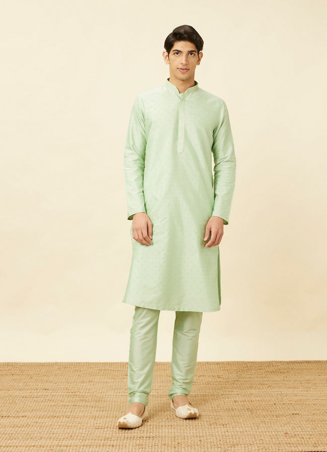Manyavar Men Summer Green Embellished Kurta Set