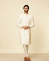 alt message - Manyavar Men Cream Buta Floral Buta Motif Patterned Kurta Set image number 2