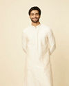 alt message - Manyavar Men Cream Buta Floral Buta Motif Patterned Kurta Set image number 0