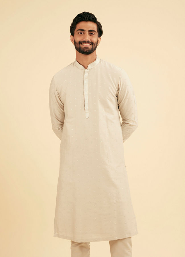 Manyavar Men Elegant Light Grey Kurta Pajama