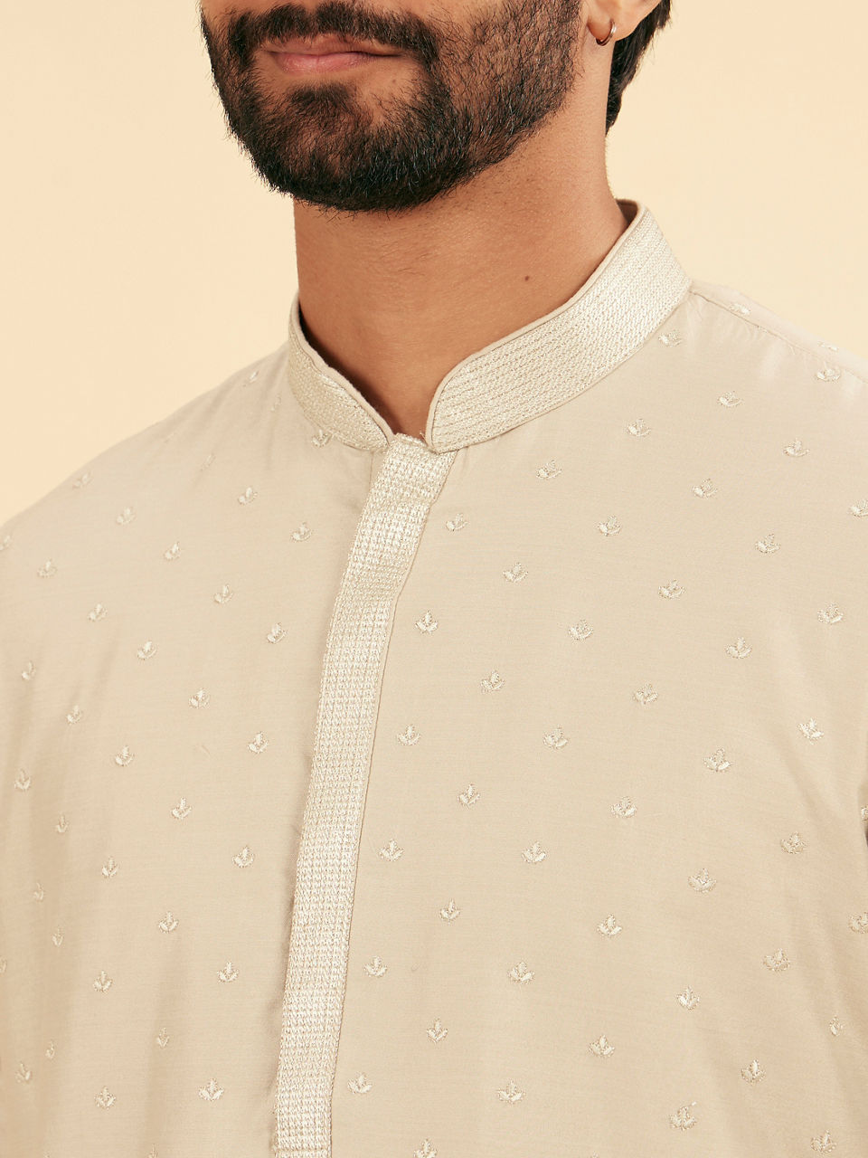 Manyavar Men Elegant Light Grey Kurta Pajama