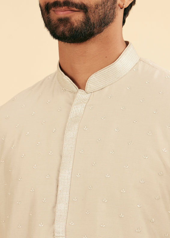 Manyavar Men Elegant Light Grey Kurta Pajama