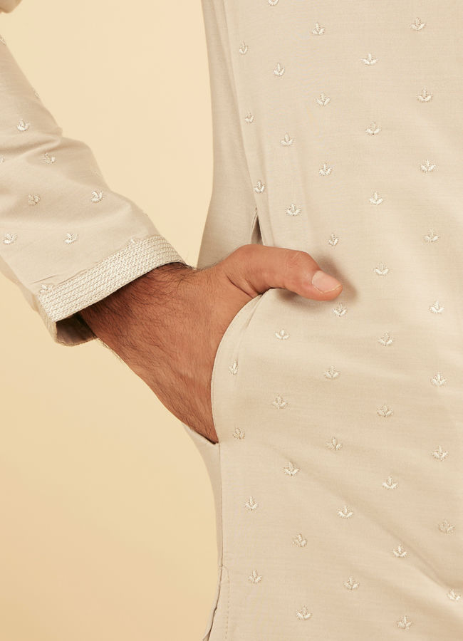Manyavar Men Elegant Light Grey Kurta Pajama