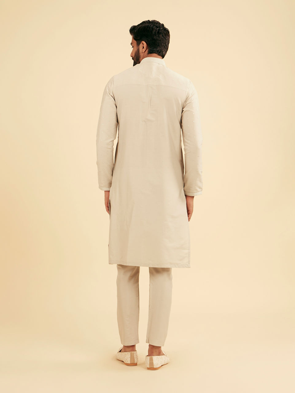 Manyavar Men Elegant Light Grey Kurta Pajama