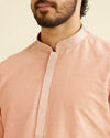 Manyavar Men Pastel Pink Kurta Pyjama With Embroidery Work