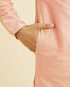 Manyavar Men Pastel Pink Kurta Pyjama With Embroidery Work