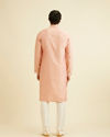 Manyavar Men Pastel Pink Kurta Pyjama With Embroidery Work