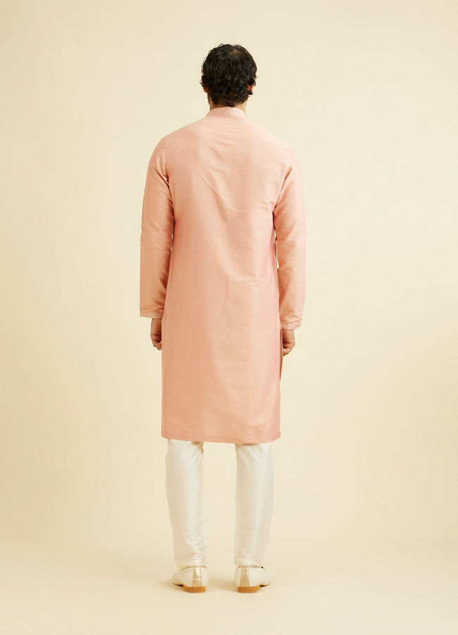 Manyavar Men Pastel Pink Kurta Pyjama With Embroidery Work