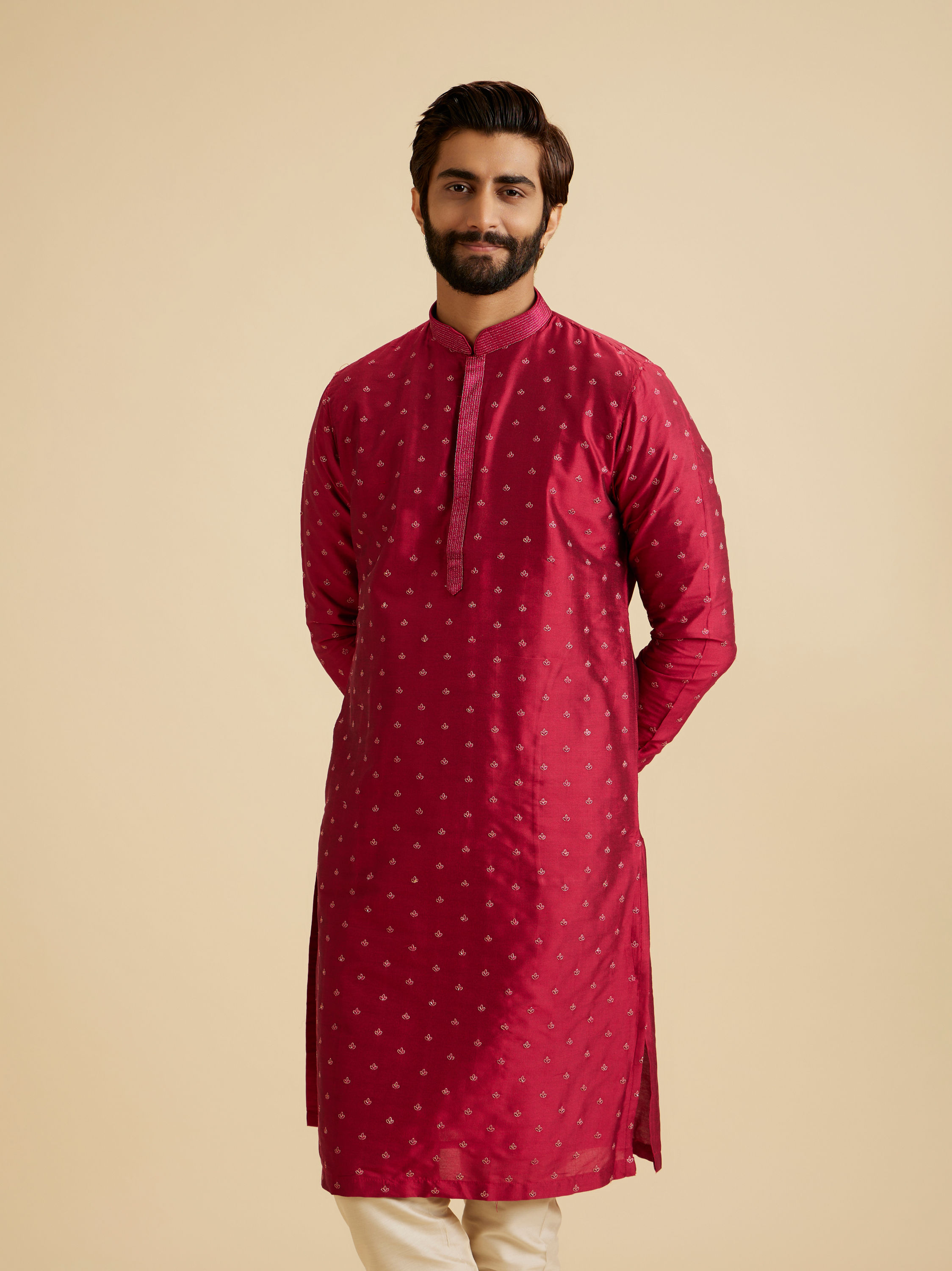 Manyavar Men Royal Rani Pink Kurta Pajama