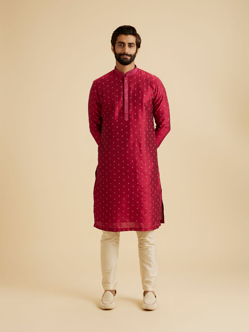 Manyavar Men Royal Rani Pink Kurta Pajama