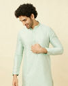 Light Teal Self Motif Kurta Set image number 0