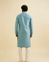 Manyavar Men Air Force Blue Floral Buta Motif Patterned Kurta Set