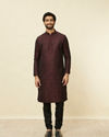 Manyavar Men Windsor Wine Medallion Patterned Kurta Set