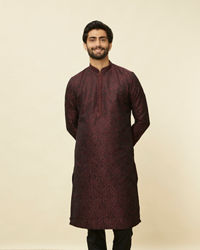 Manyavar Men Windsor Wine Medallion Patterned Kurta Set
