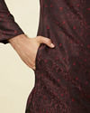 Manyavar Men Windsor Wine Medallion Patterned Kurta Set