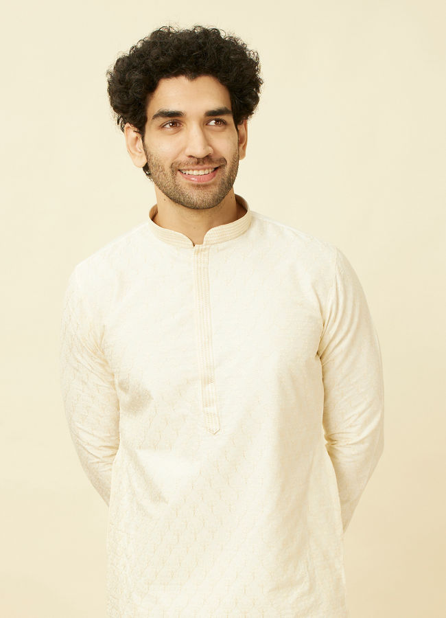 Ivory long shirt kurta with inner - set of two by Keva