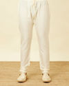 Manyavar Men Pearled Ivory White Ogee Patterned Kurta Set