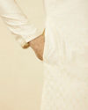 Manyavar Men Pearled Ivory White Ogee Patterned Kurta Set