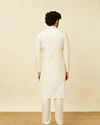 Manyavar Men Pearled Ivory White Ogee Patterned Kurta Set