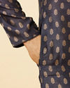 Manyavar Men Imperial Blue Floral Buta Patterned Kurta Set