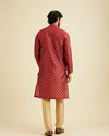 alt message - Manyavar Men Pomegranate Red Jacquard Patterned Kurta Set image number 5