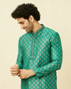 Jade Green Buta Patterned Kurta Set image number 0