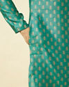 alt message - Manyavar Men Jade Green Buta Patterned Kurta Set image number 3