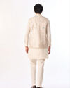 Manyavar Men Cream Art Silk Nehru Jacket with Embroidery
