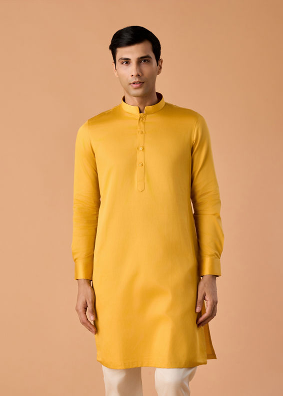 Manyavar Men Mustard Yellow Charm Kurta Pajama