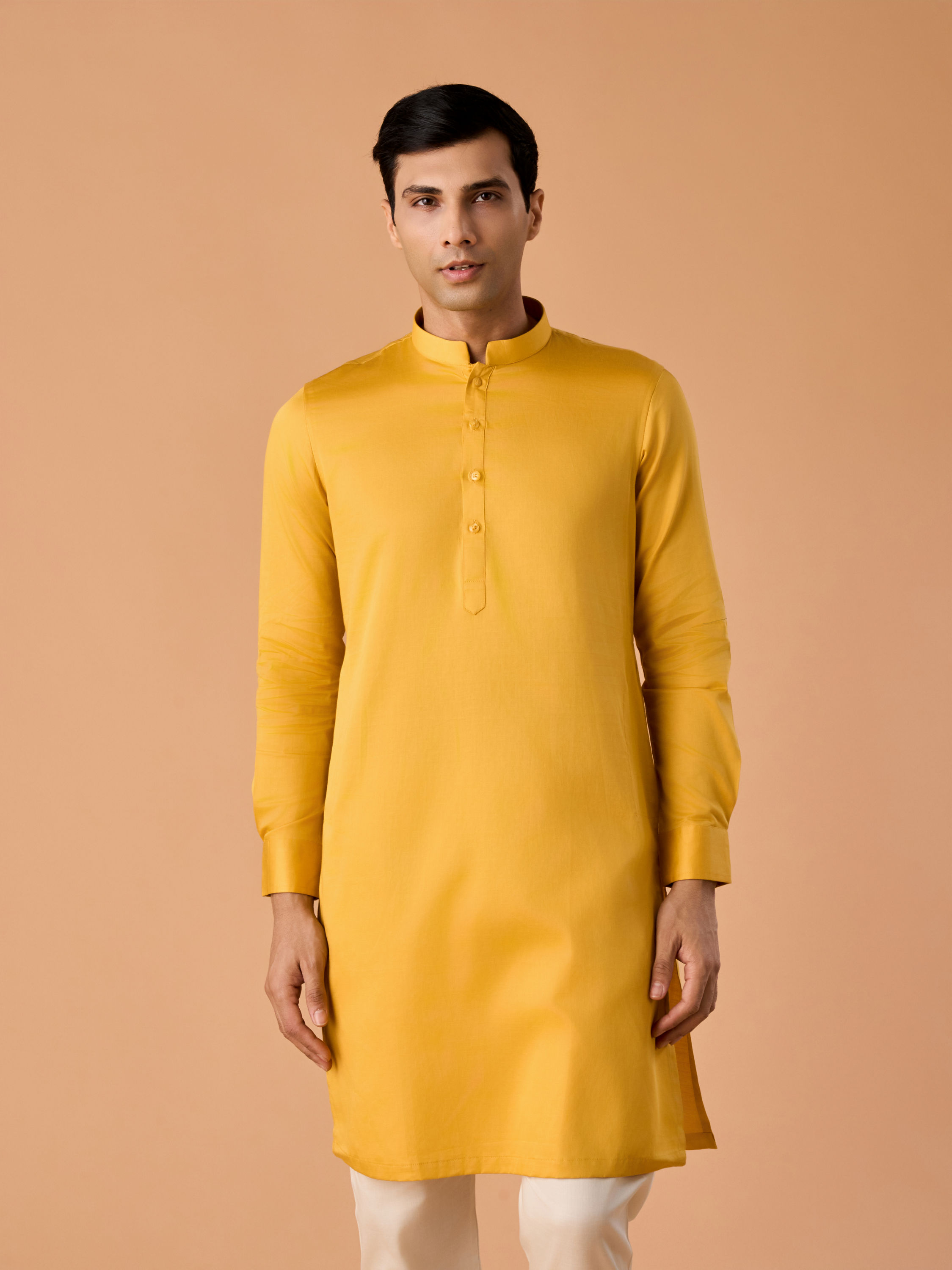 Manyavar Men Mustard Yellow Charm Kurta Pajama