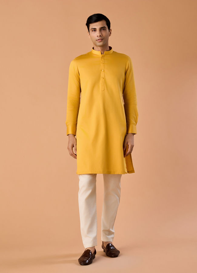 Manyavar Men Mustard Yellow Charm Kurta Pajama