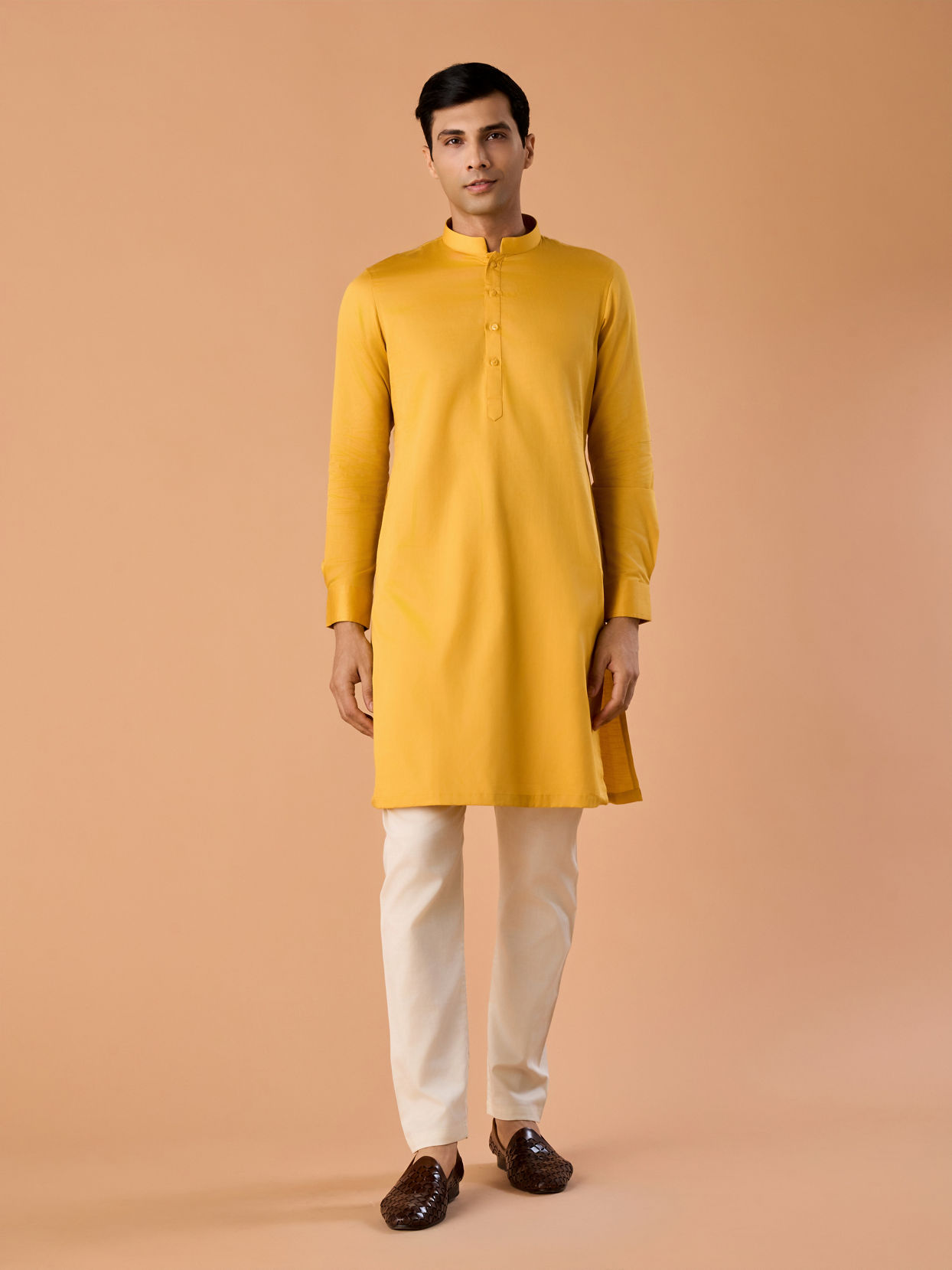 Manyavar Men Mustard Yellow Charm Kurta Pajama
