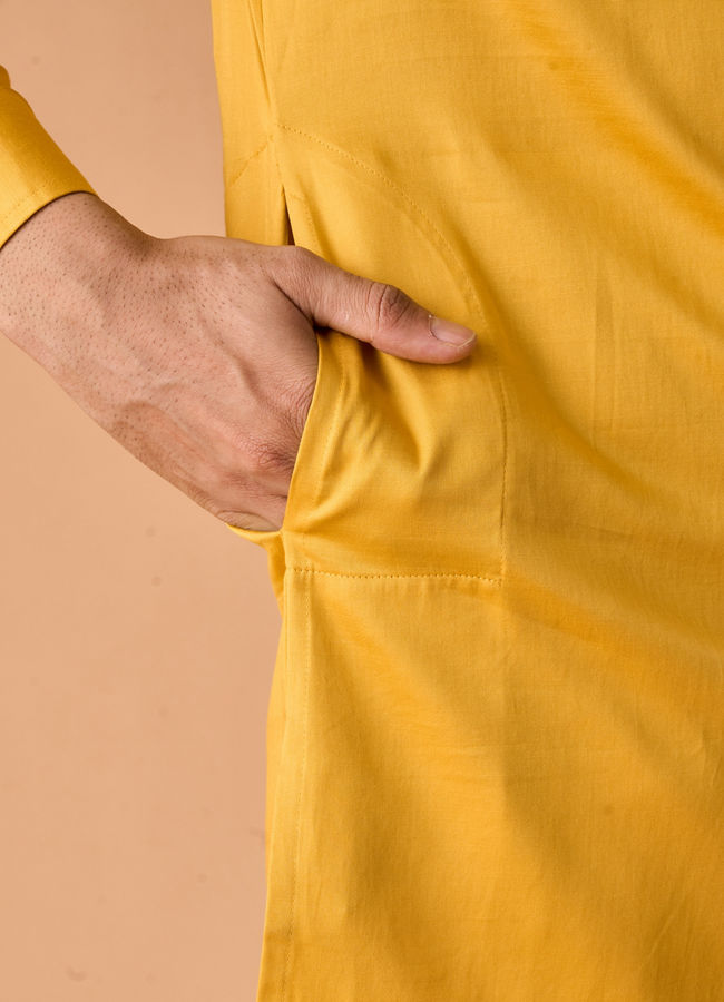 Manyavar Men Mustard Yellow Charm Kurta Pajama