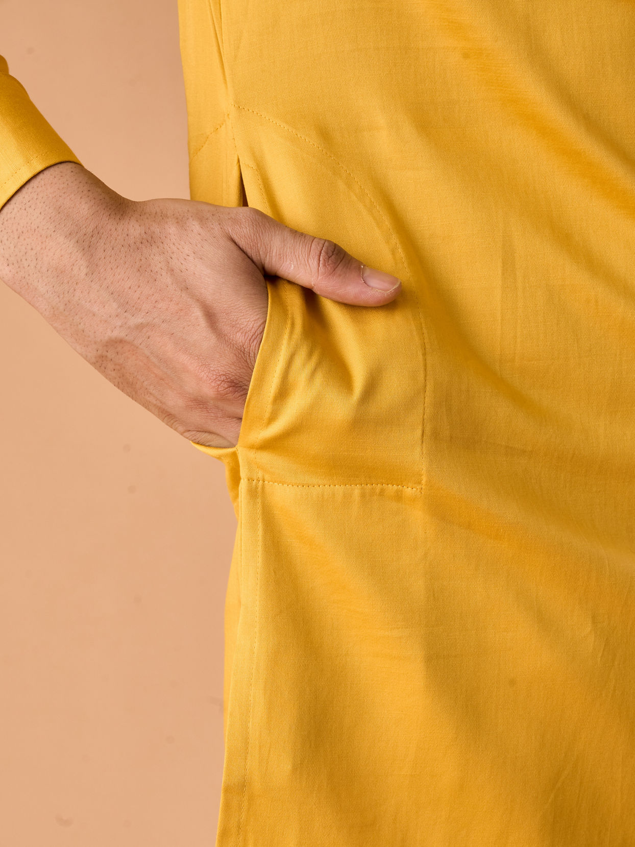 Manyavar Men Mustard Yellow Charm Kurta Pajama