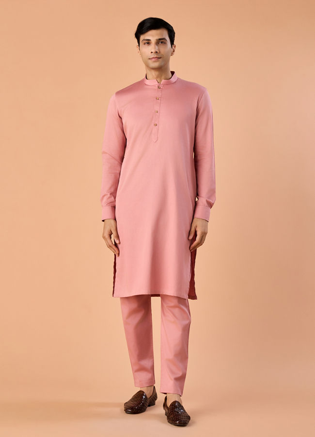 Manyavar Men Pink Charm Cotton Kurta Pajama