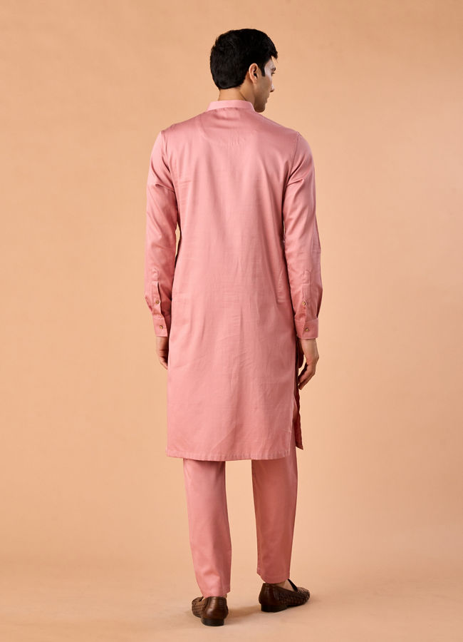 Manyavar Men Pink Charm Cotton Kurta Pajama