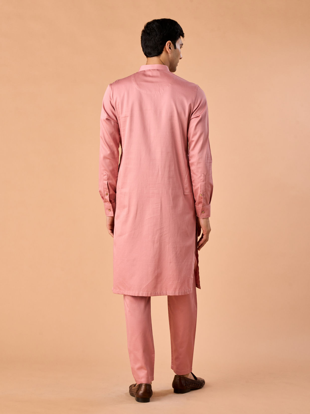Manyavar Men Pink Charm Cotton Kurta Pajama