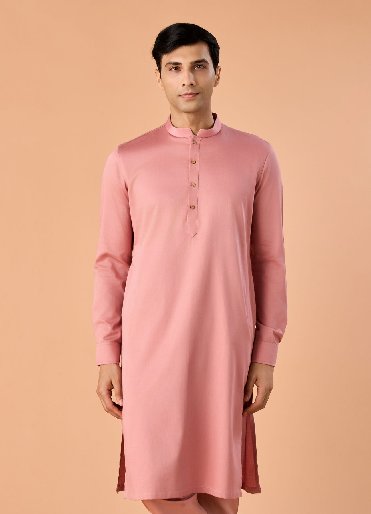 Manyavar Men Pink Charm Cotton Kurta Pajama
