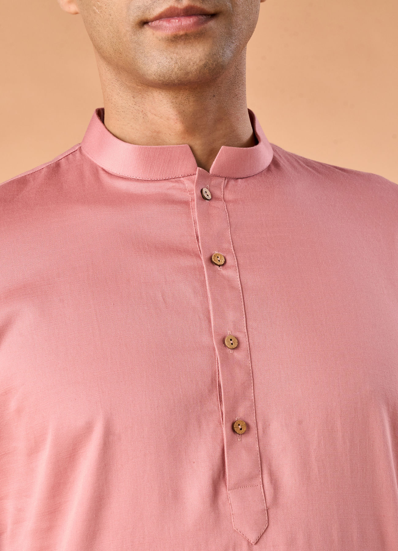 Manyavar Men Pink Charm Cotton Kurta Pajama