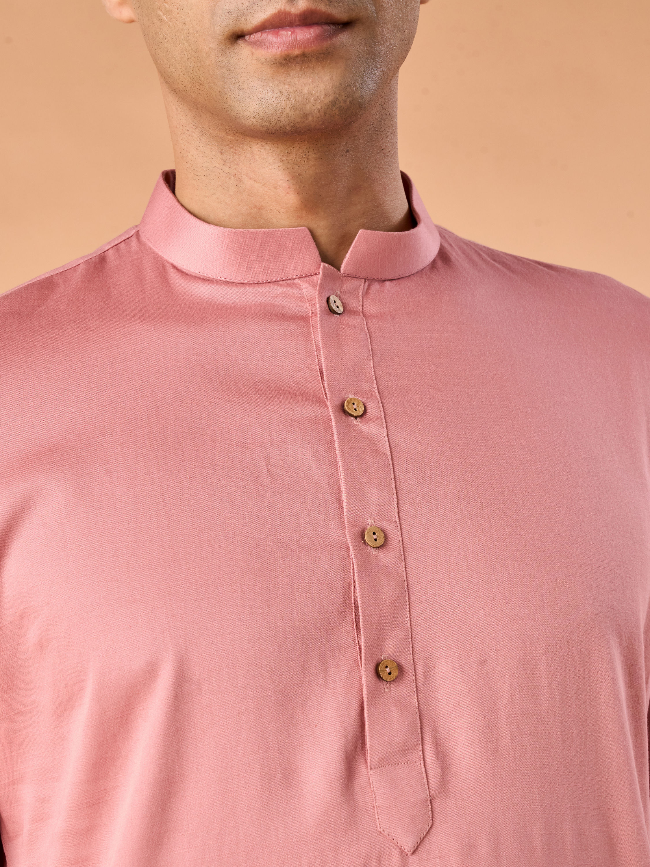Manyavar Men Pink Charm Cotton Kurta Pajama