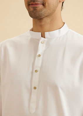 Manyavar Men Ethereal White Cotton Kurta Pajama