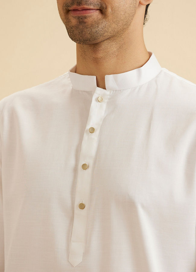 Manyavar Men Ethereal White Cotton Kurta Pajama