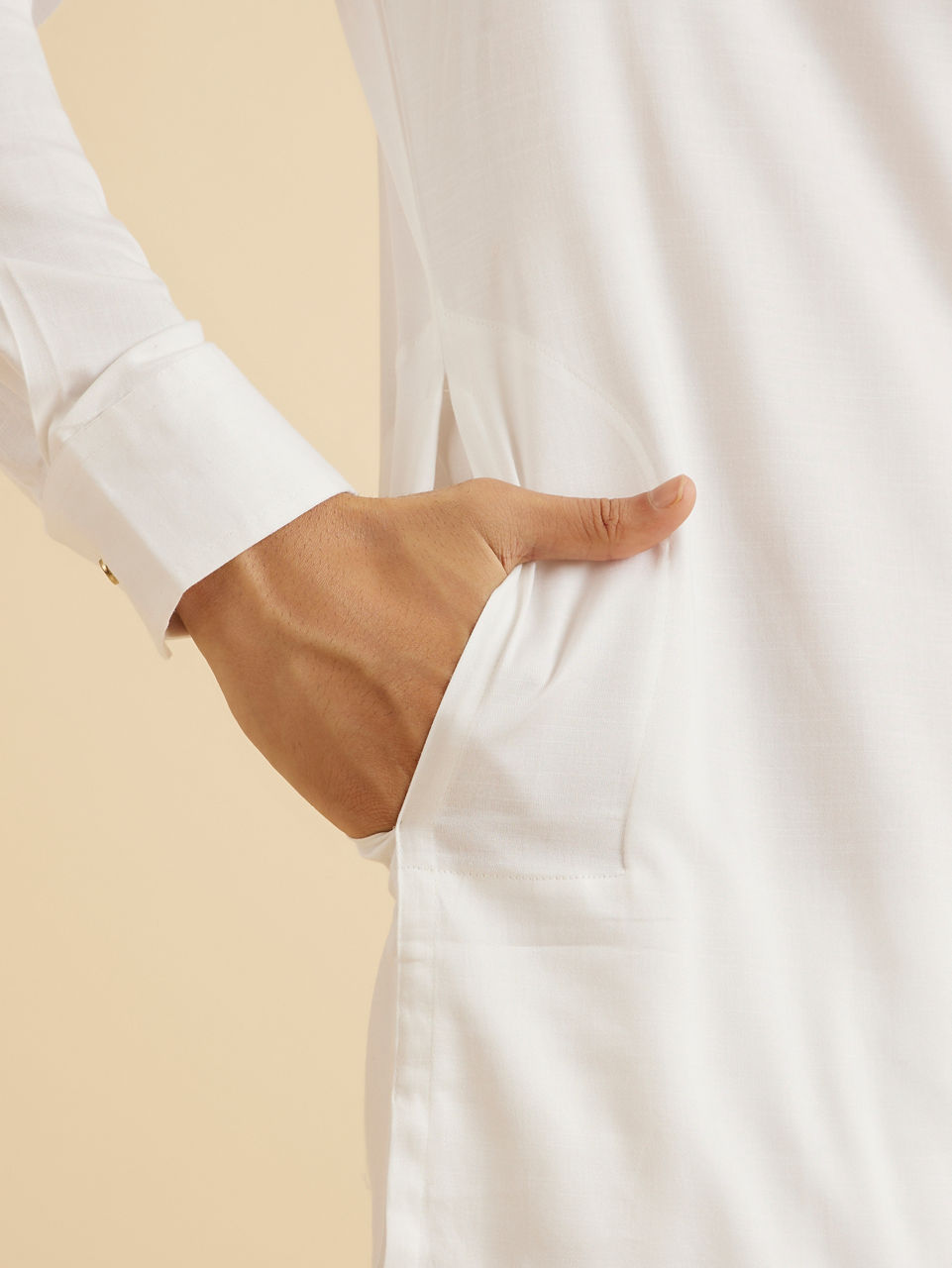 Manyavar Men Ethereal White Cotton Kurta Pajama