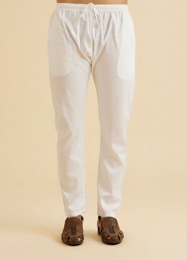 Manyavar Men Ethereal White Cotton Kurta Pajama