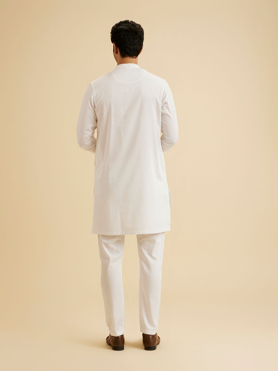 Manyavar Men Ethereal White Cotton Kurta Pajama